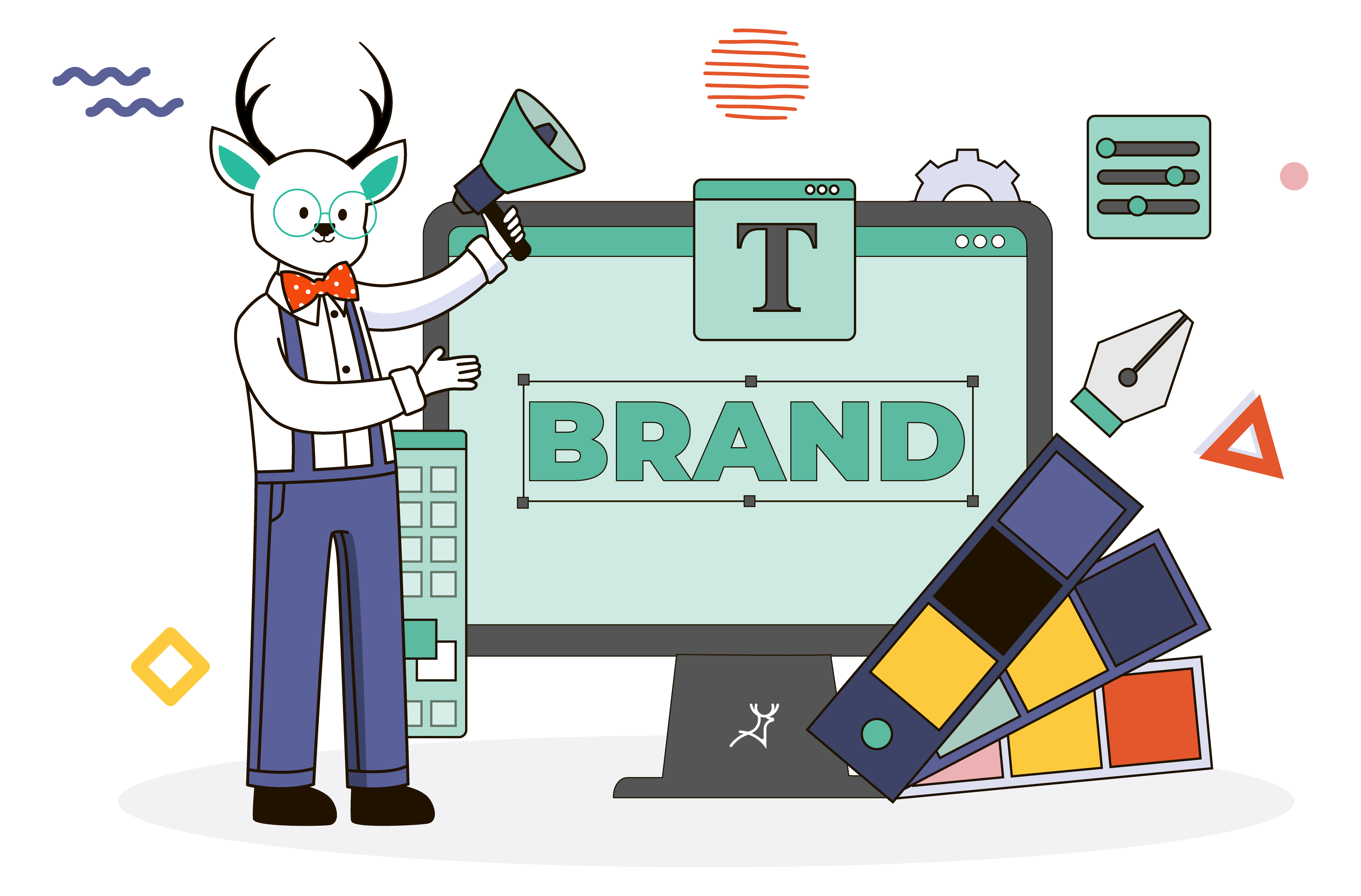 #mktng321 - Deer Designer Mascot with website and branding