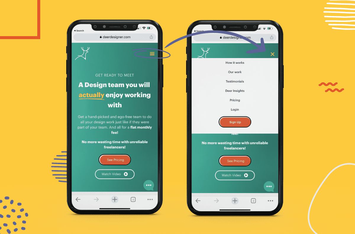 hamburger icon mobile web design