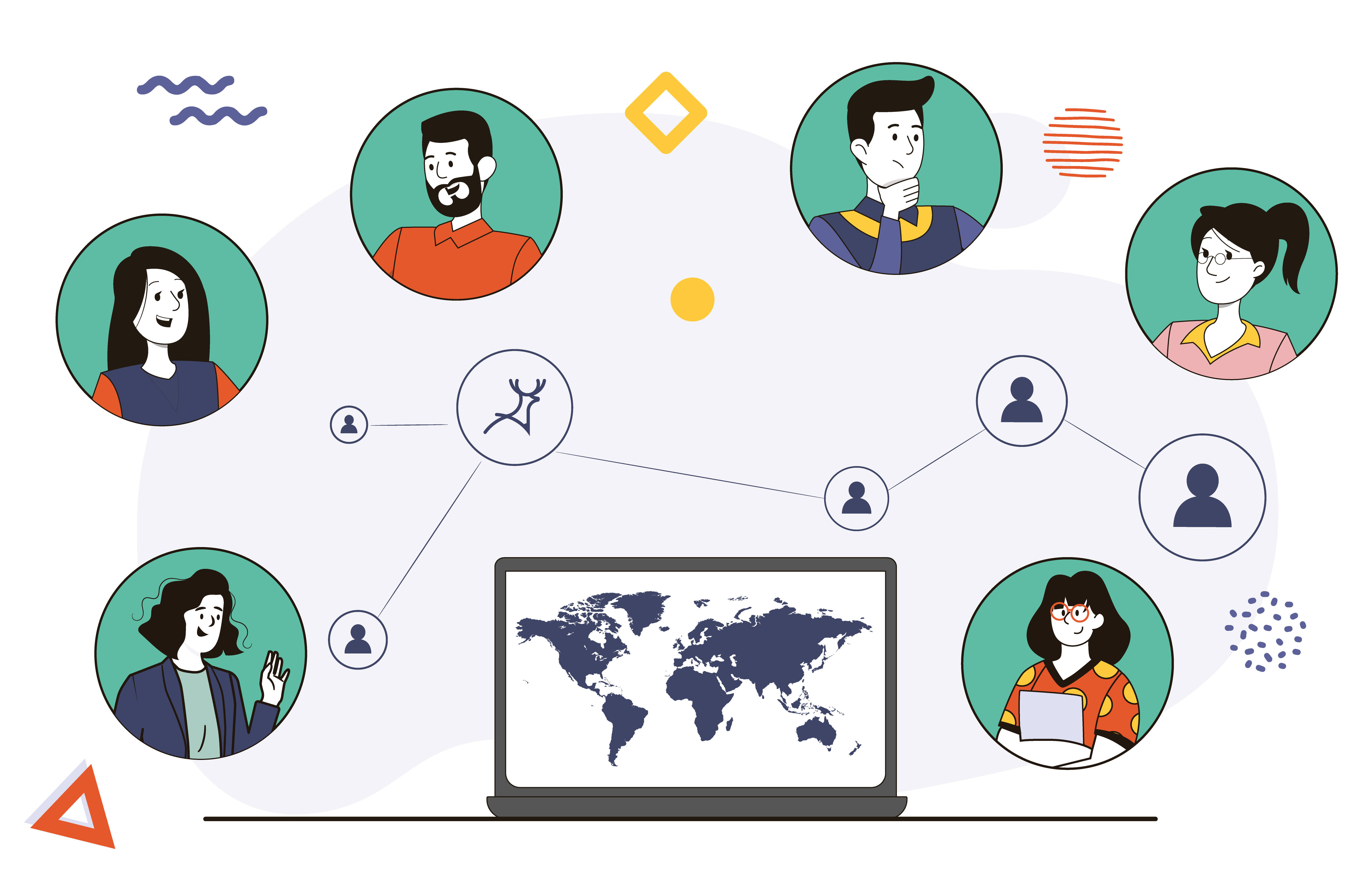 outsourcing remote designers connected by laptop