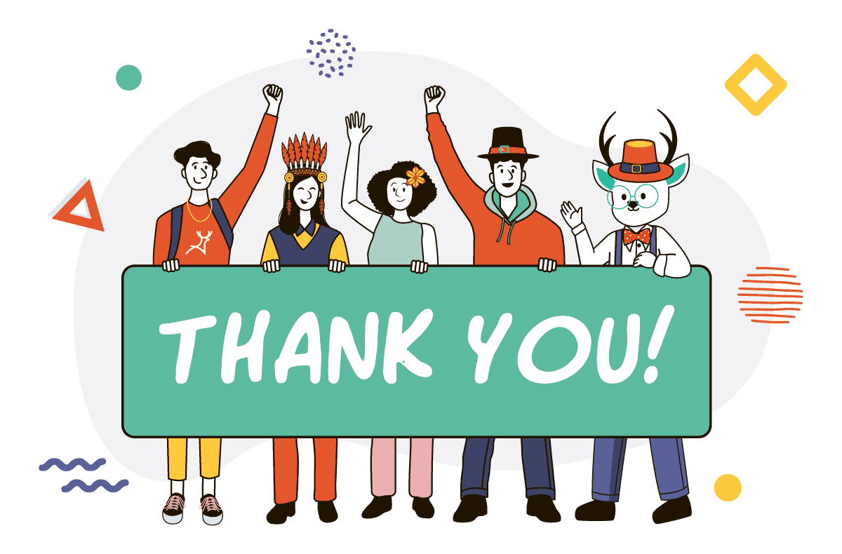 people holding a thank you banner
